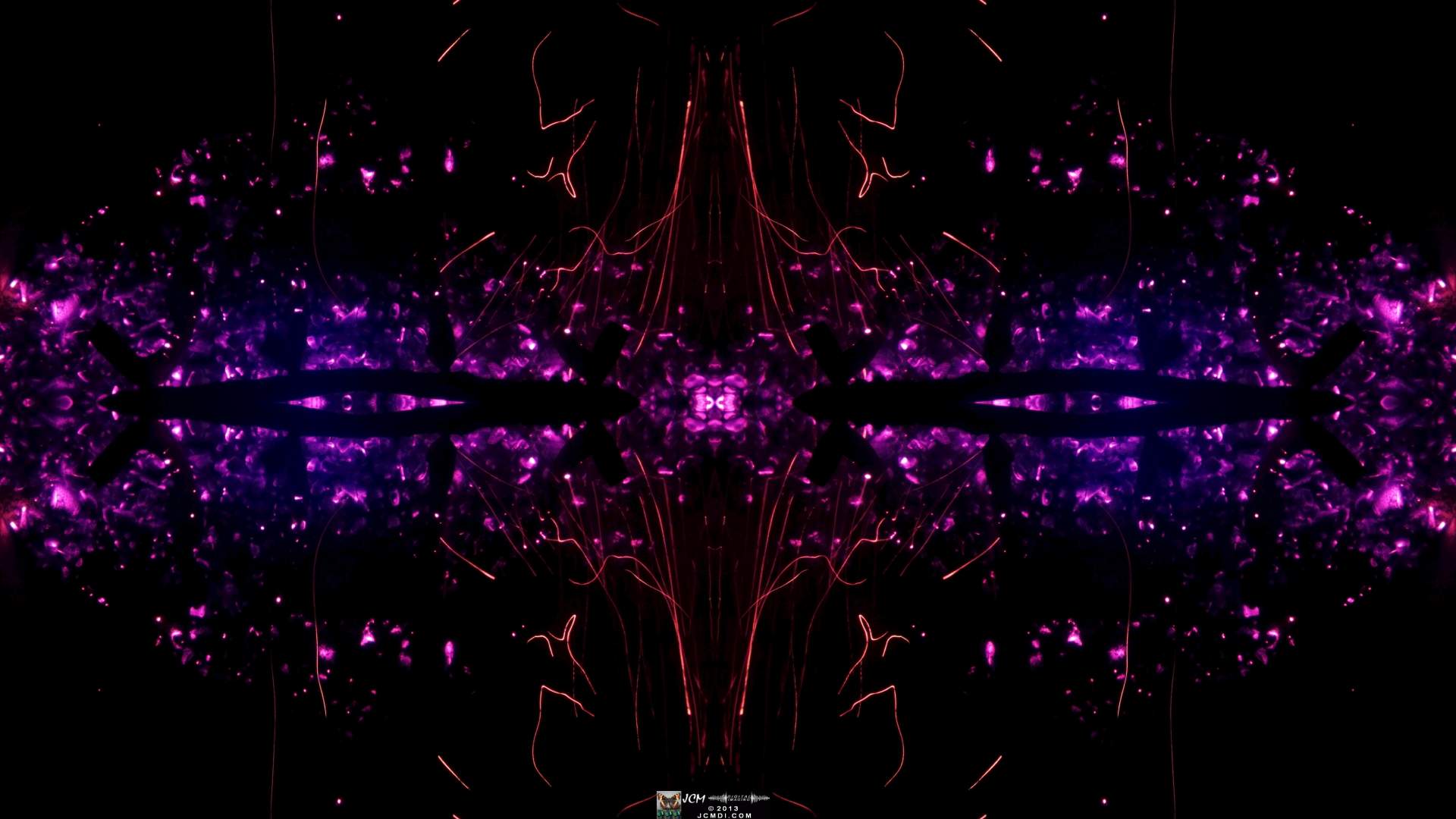 Quadroscopic art made from a still image � Fireplace coals and firefall